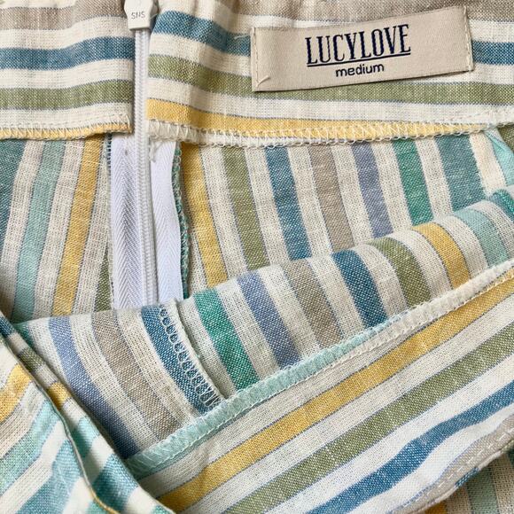 Striped skort blue and yellow wrap, mermaidcore nautical coastal beach summer - Picture 5 of 5